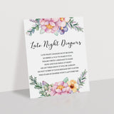 Diaper thoughts station for girl baby shower printable by LittleSizzle