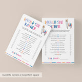 Llama baby shower would she rather printable by LittleSizzle