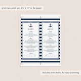 Nautical dinner party menu cards printable by LittleSizzle