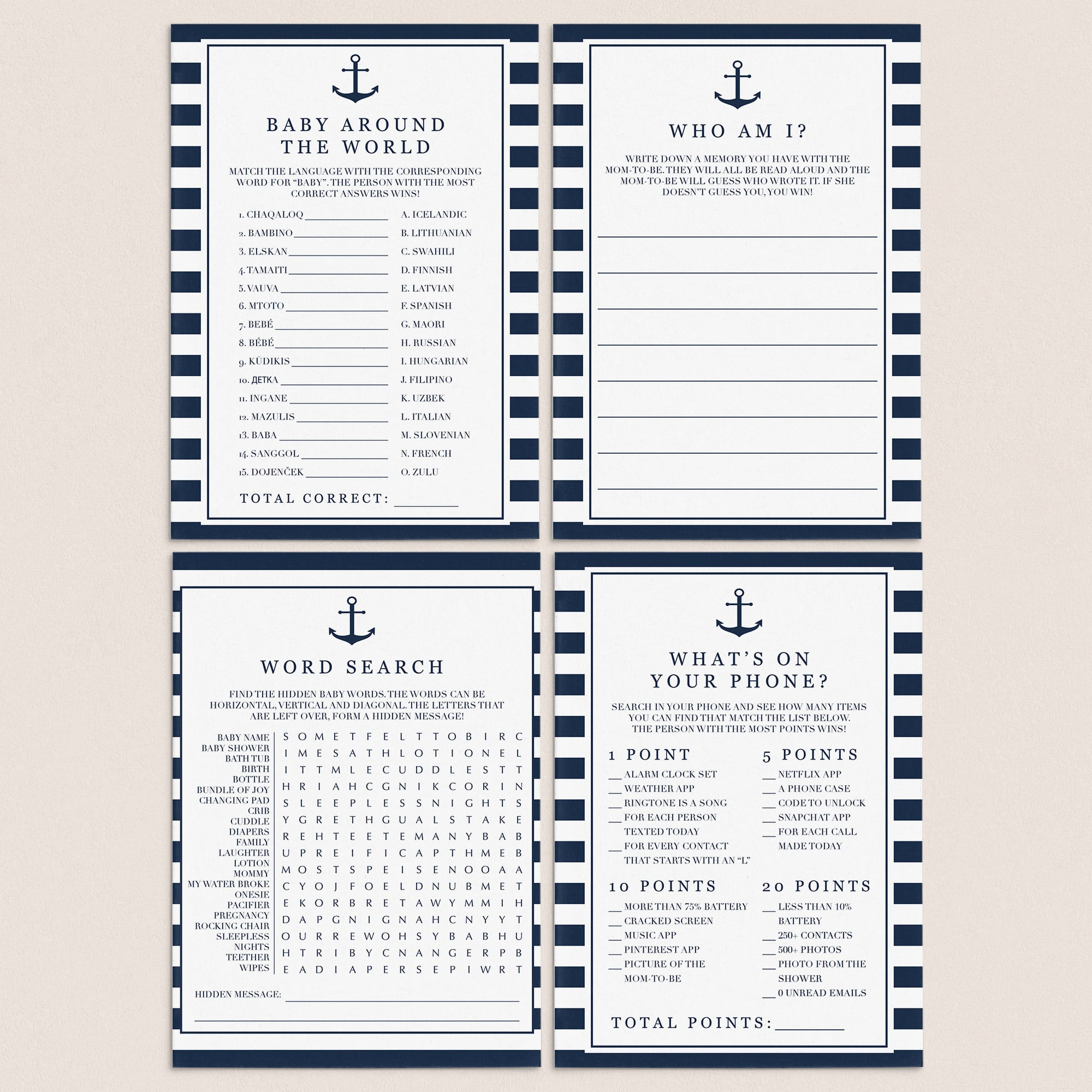 Baby shower games pack for boys by LittleSizzle