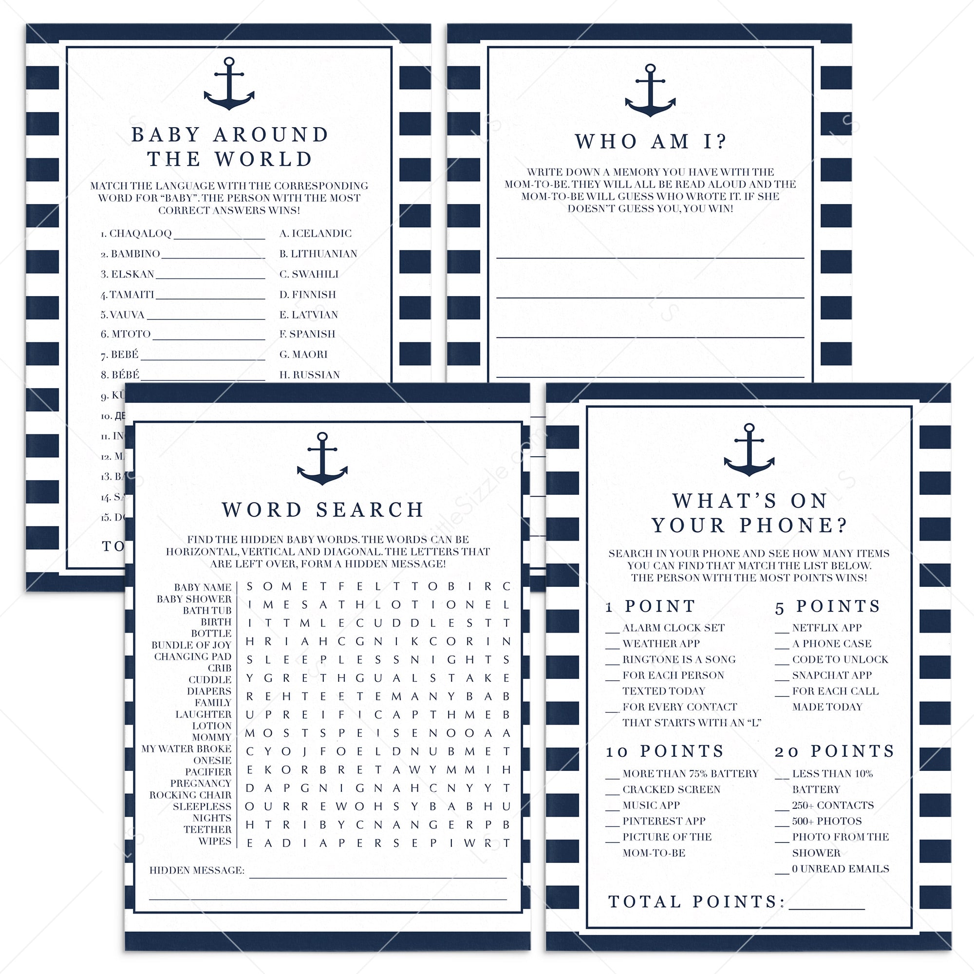 Baby shower games pack for boys by LittleSizzle