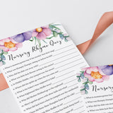 Pink and Purple Girl Shower Nursery Rhyme Quiz Printable