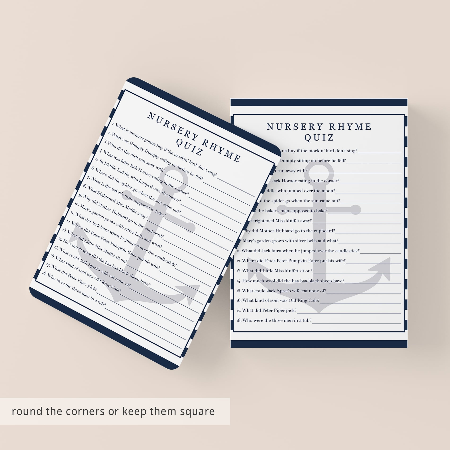 Download nursery rhyme questions for nautical baby shower by LittleSizzle