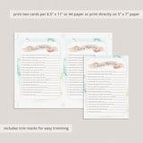 Watercolor Blush Baby Nursery Rhyme Quiz Printable