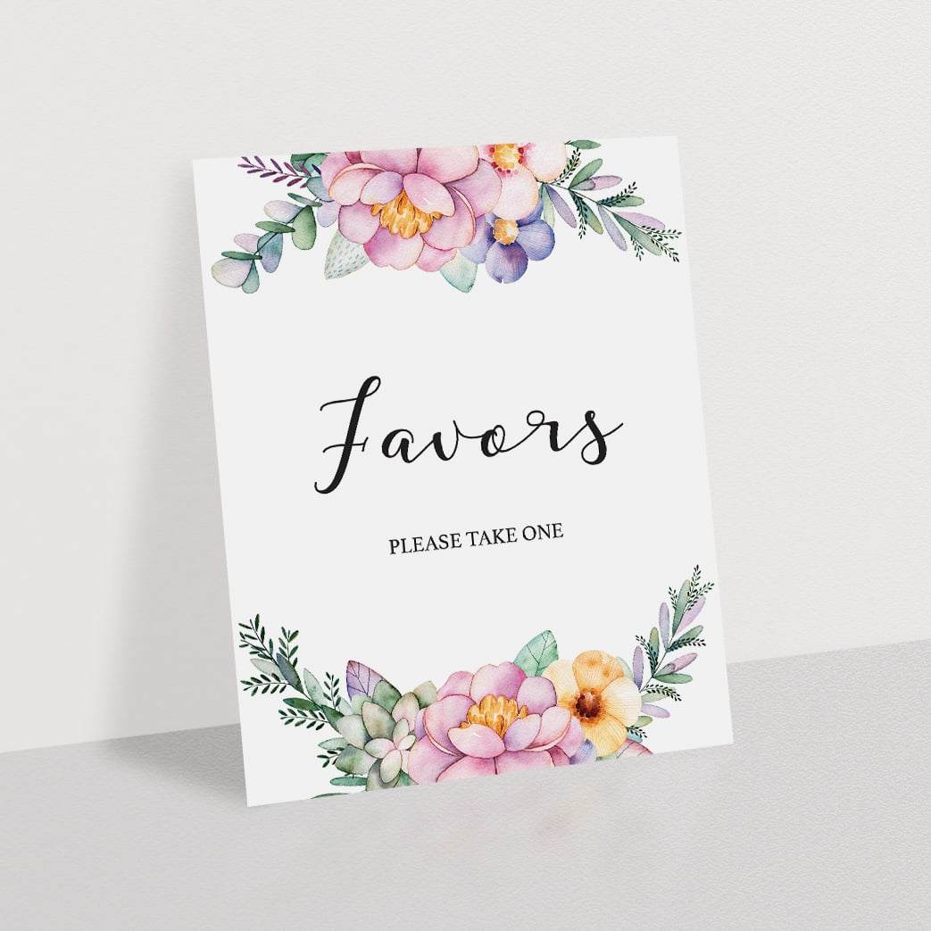 Watercolor flowers on baby shower decor by LittleSizzle