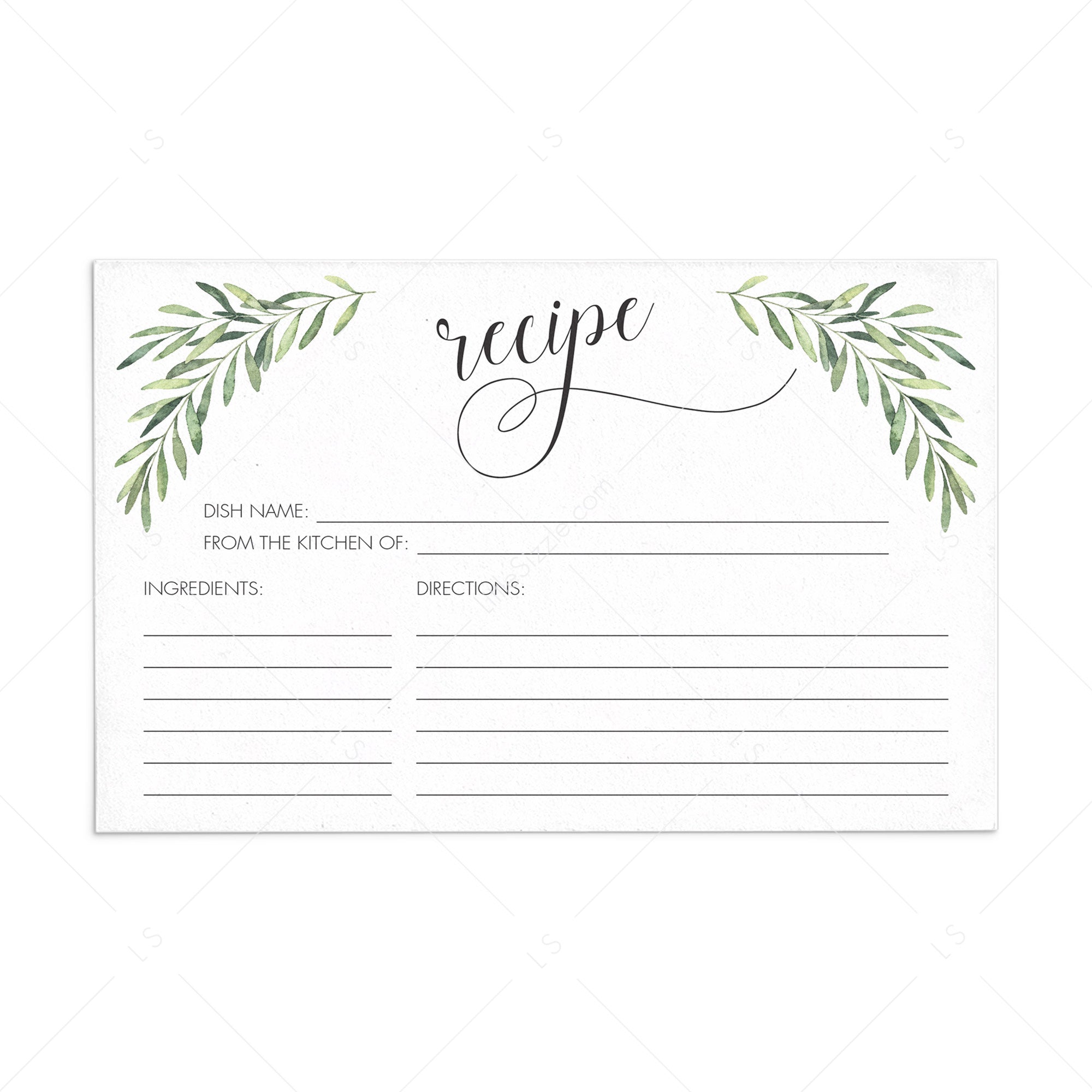 Recipe Cards Printable 4x6 by LittleSizzle