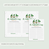 St Patrick's Game for Kids Printable Word List