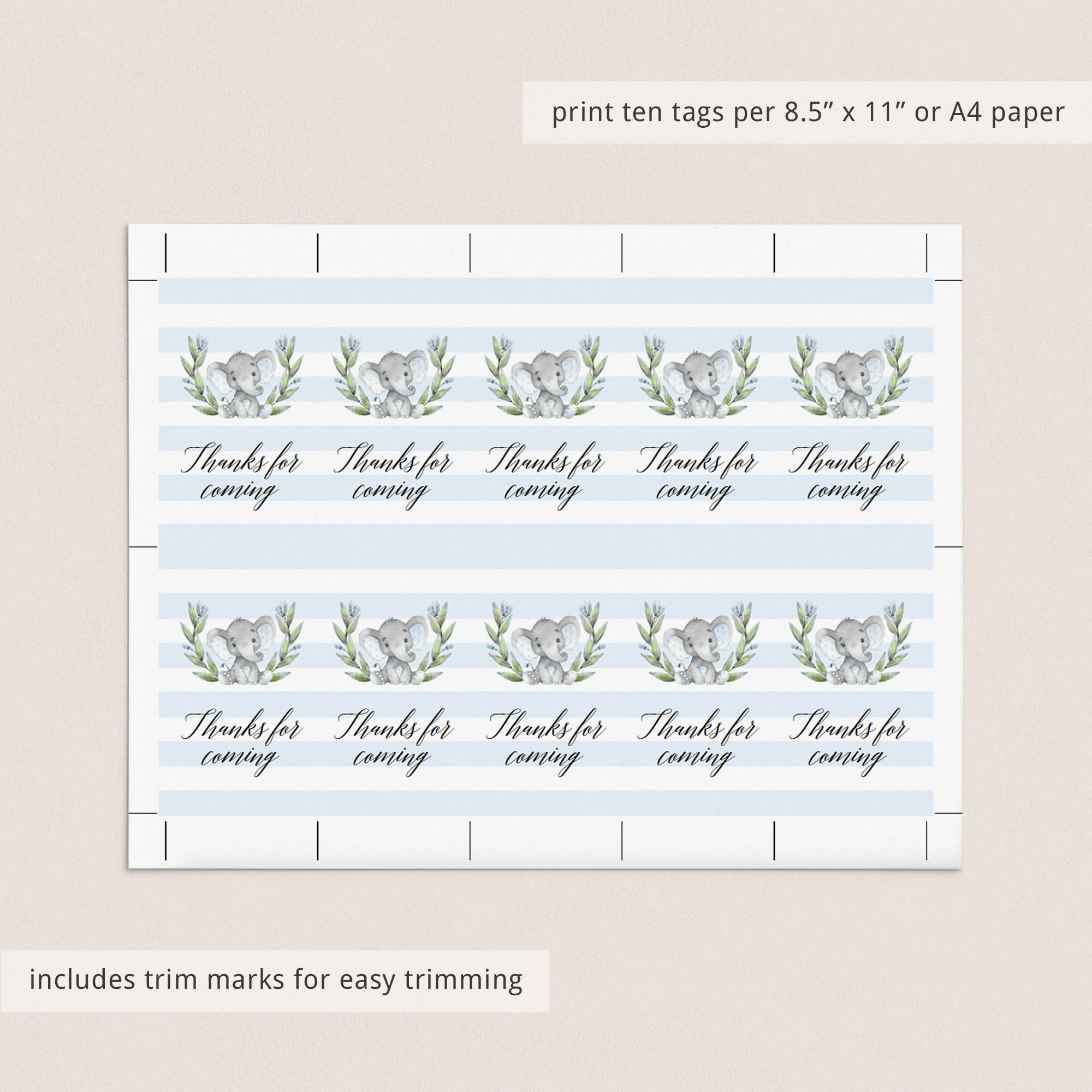 Editable favor tag for elephant baby shower by LittleSizzle
