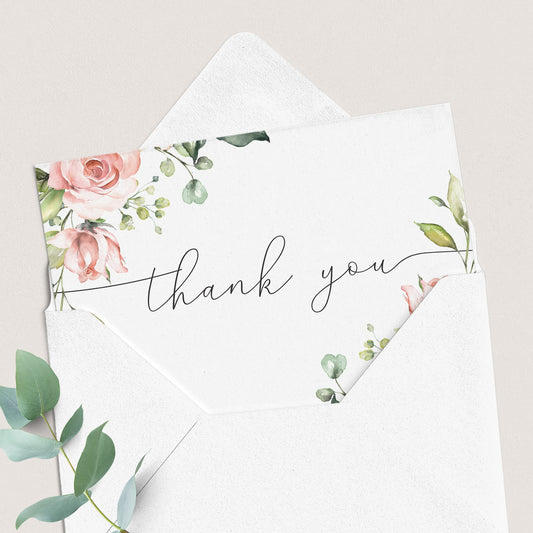 Floral thank you cards printables instant download by LittleSizzle