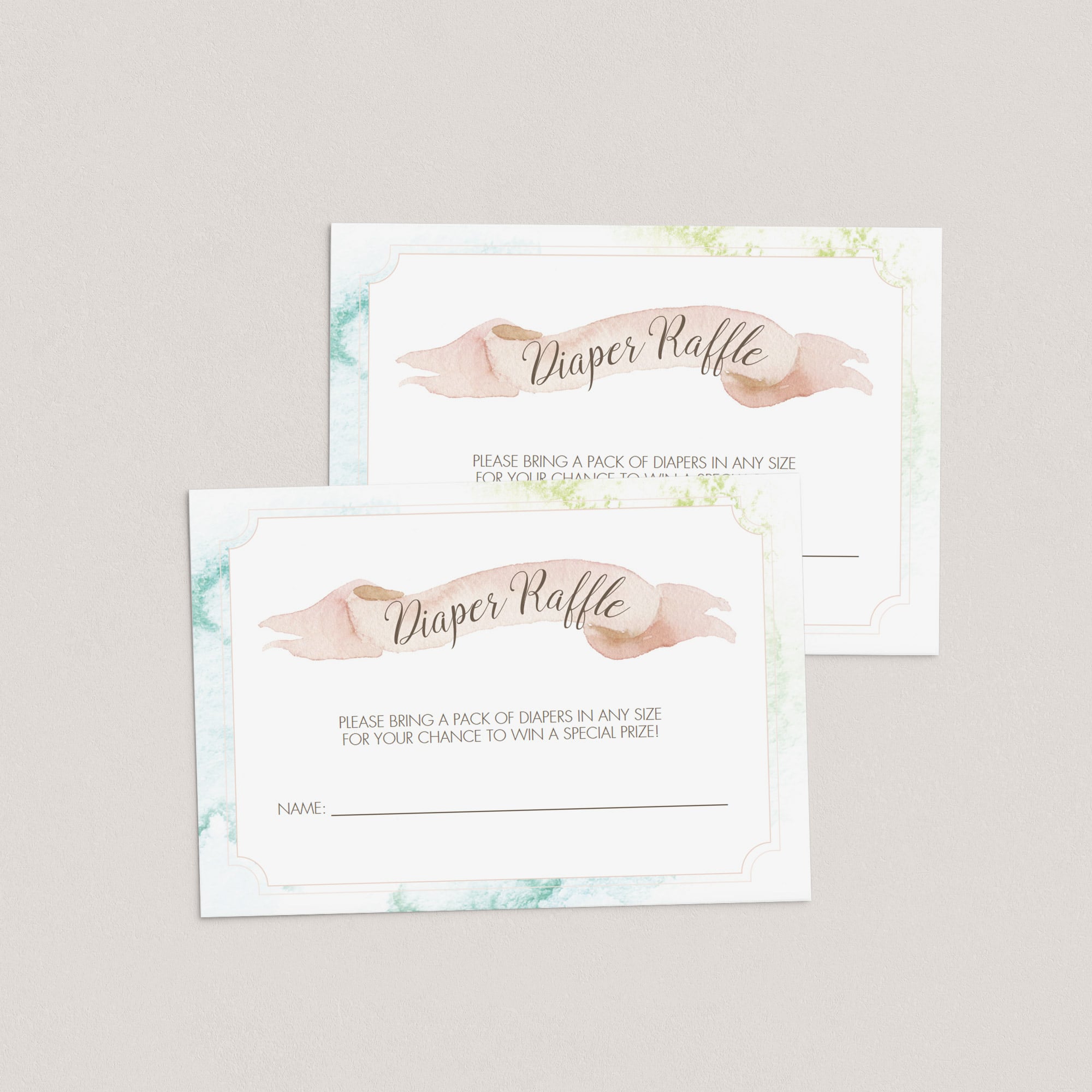 Blush banner diaper raffle ticket printable by LittleSizzle