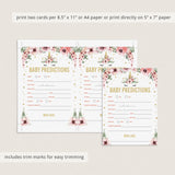Printable Baby Shower Statistics Game Pink and Gold Unicorn