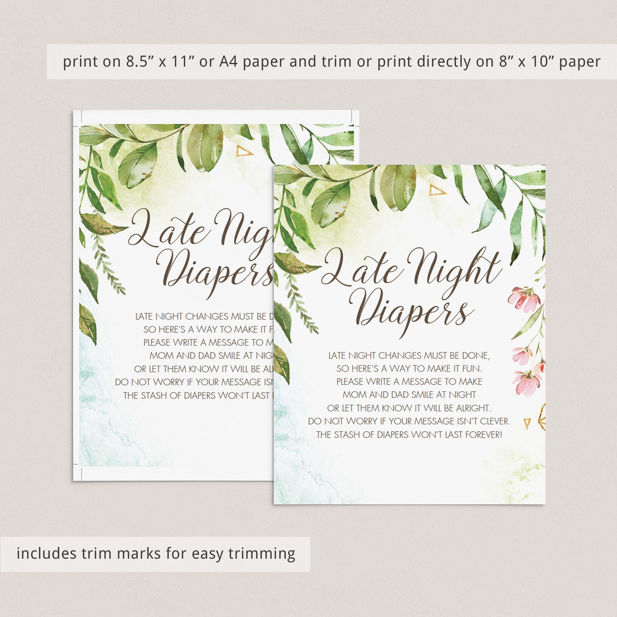 Green watercolor baby shower activities by LittleSizzle