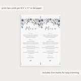 Bridal shower menu card template by LittleSizzle