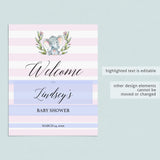 Pink Elephant Party Welcome Sign Template