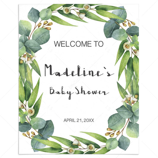 Editable Greenery Welcome Sign Template by LittleSizzle