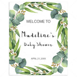 Editable Greenery Welcome Sign Template by LittleSizzle