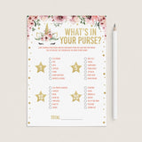 Pink and gold babyshower game what's in your purse hunt by LittleSizzle