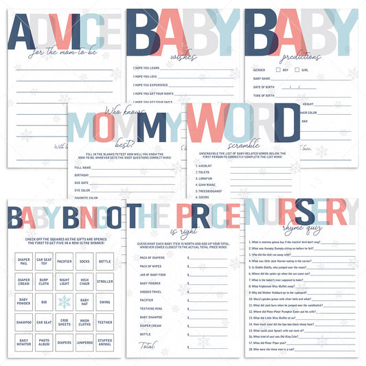 Printable winter baby shower games bundle by LittleSizzle