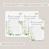 Bridal Word Scramble Printable Game Cards