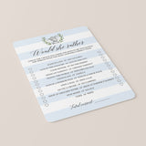 Boy Baby Shower Game Would She Rather Printable