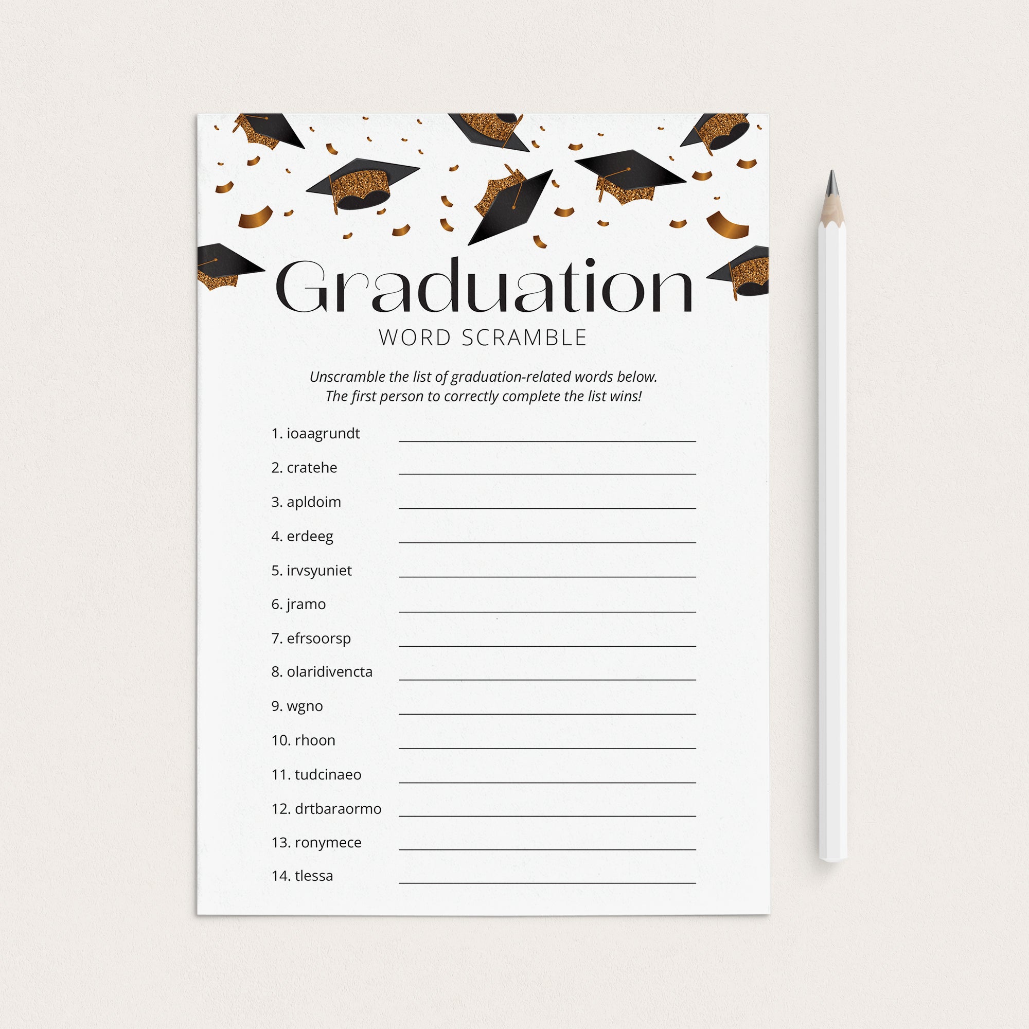 Graduation Word Scramble with Answers Printable by LittleSizzle