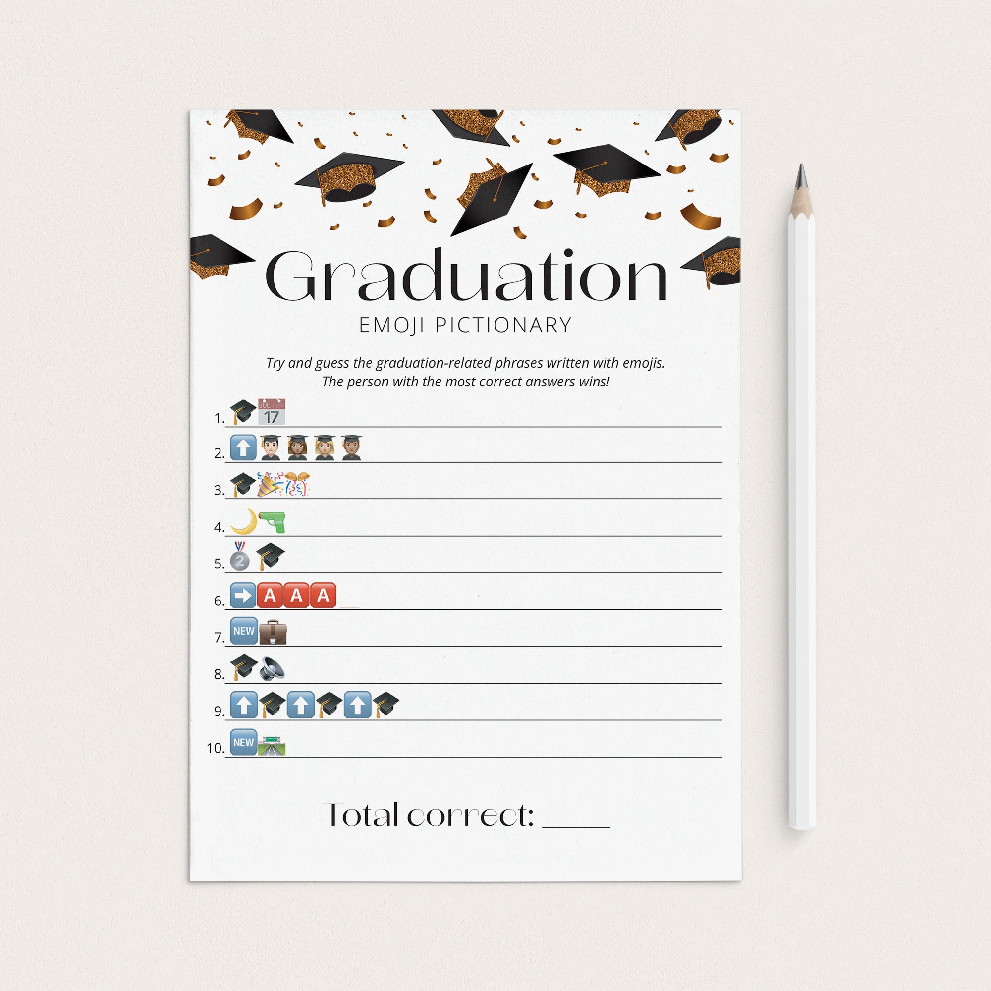 Graduation Emoji Pictionary With Answers Printable by LittleSizzle