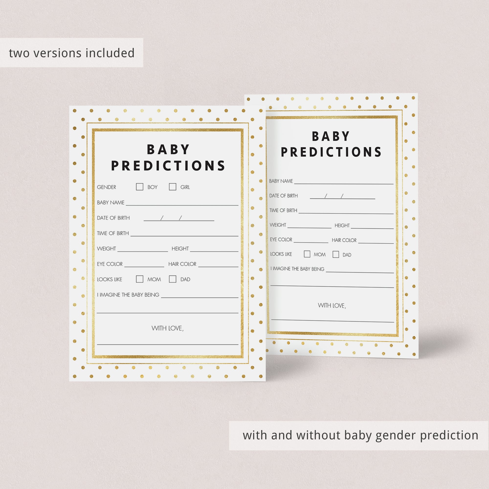 Baby predictions card DIY baby shower by LittleSizzle
