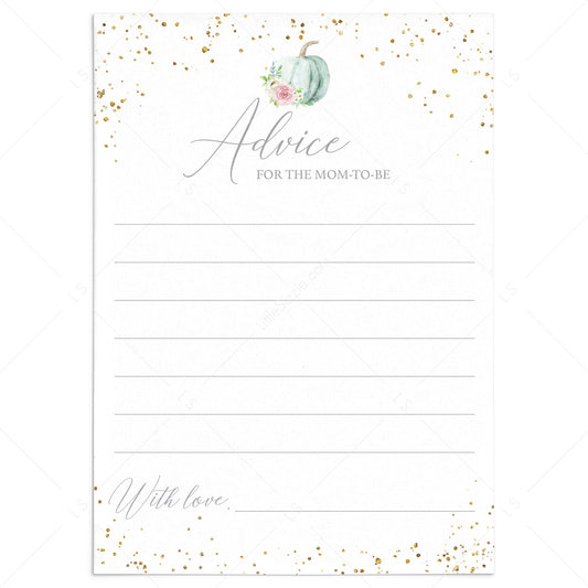 Floral Pumpkin Baby Shower Advice Cards by LittleSizzle