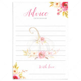 Pumpkin baby shower advice for mom to be printable by LittleSizzle