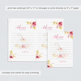 Watercolor floral baby shower games fall theme by LittleSizzle