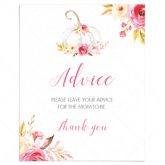 Advice for the mom to be baby shower sign fall themed by LittleSizzle