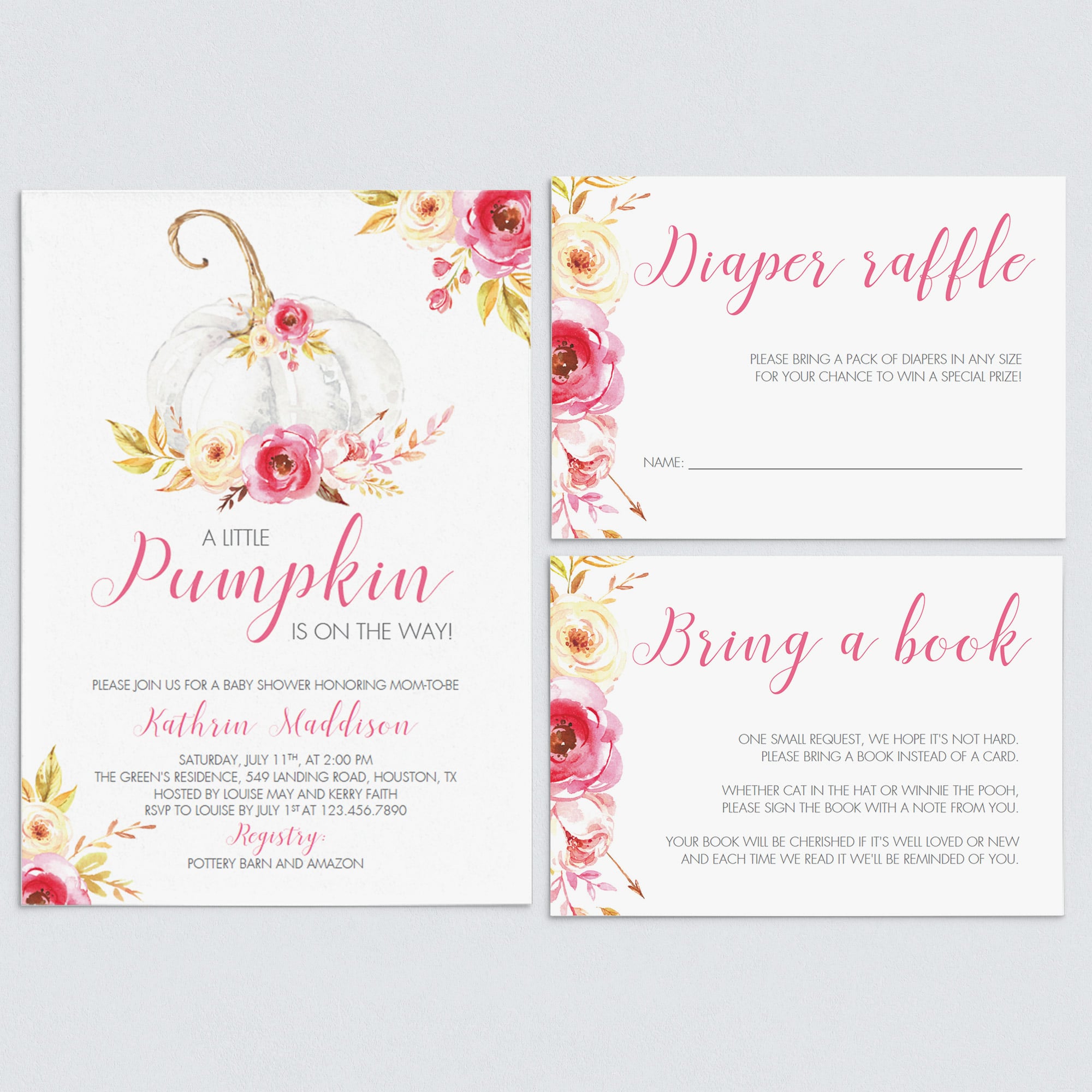 Little pumpkin baby shower invitation bundle by LittleSizzle