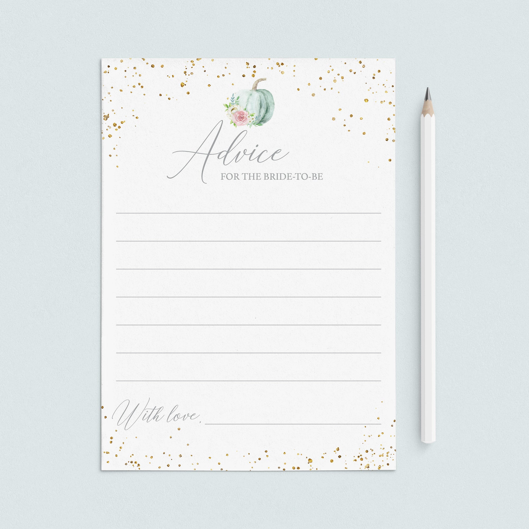 Pumpkin Bridal Shower Advice Cards Printable by LittleSizzle