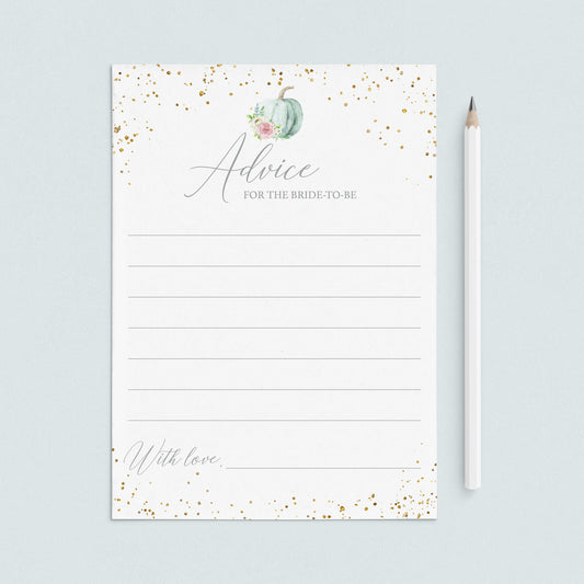 Pumpkin Bridal Shower Advice Cards Printable by LittleSizzle