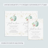 Fall in Love Bridal Shower Invitation with Watercolor Pumpkin