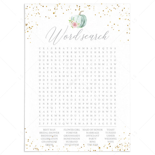 Fall Wedding Shower Word Search Game with Answer Key by LittleSizzle