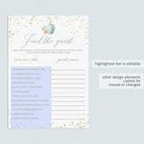 Fall Theme Find The Guest Game Template with Watercolor Pumpkin
