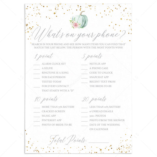 Fall Bridal Party Game What's On Your Phone by LittleSizzle