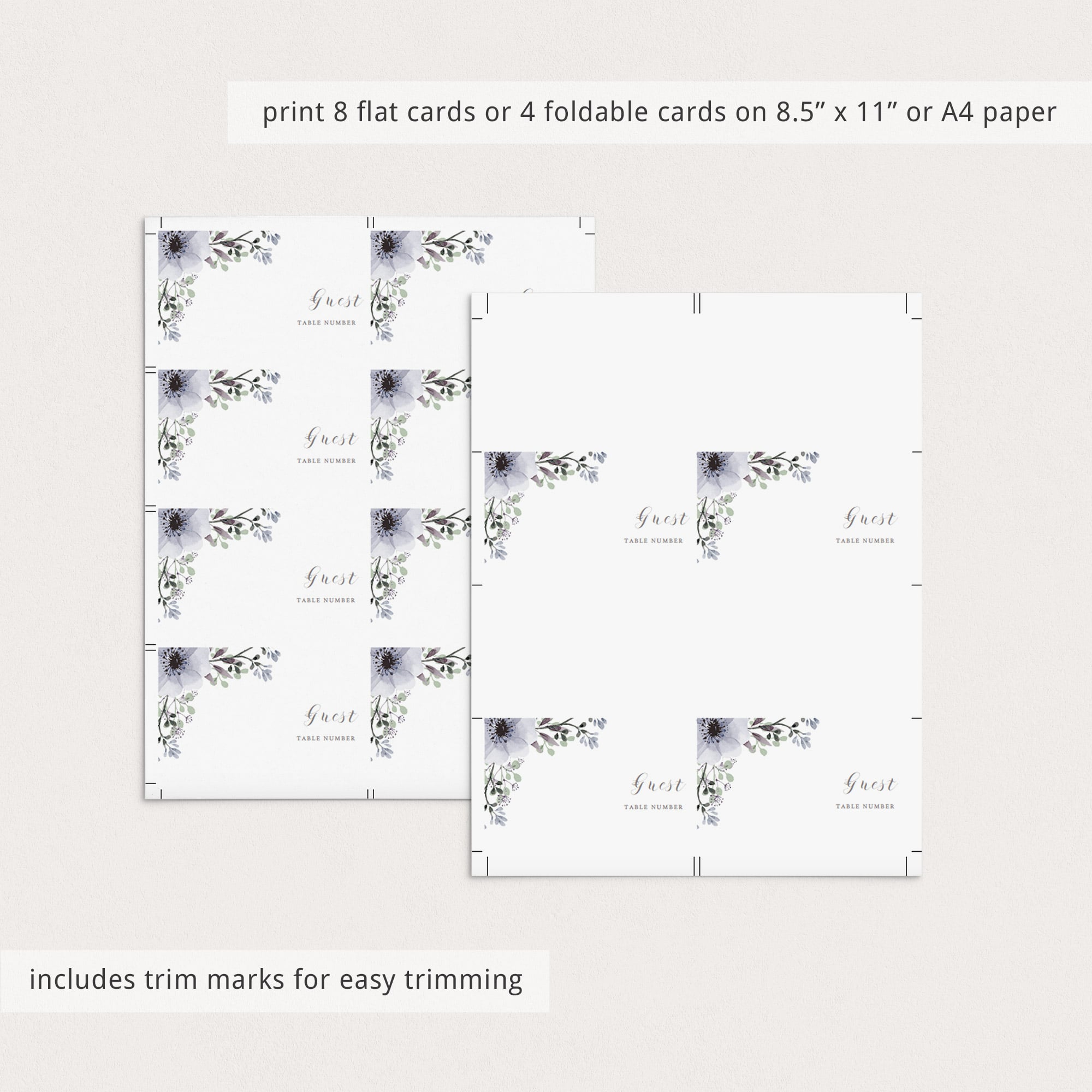 Watercolor floral name cards by LittleSizzle