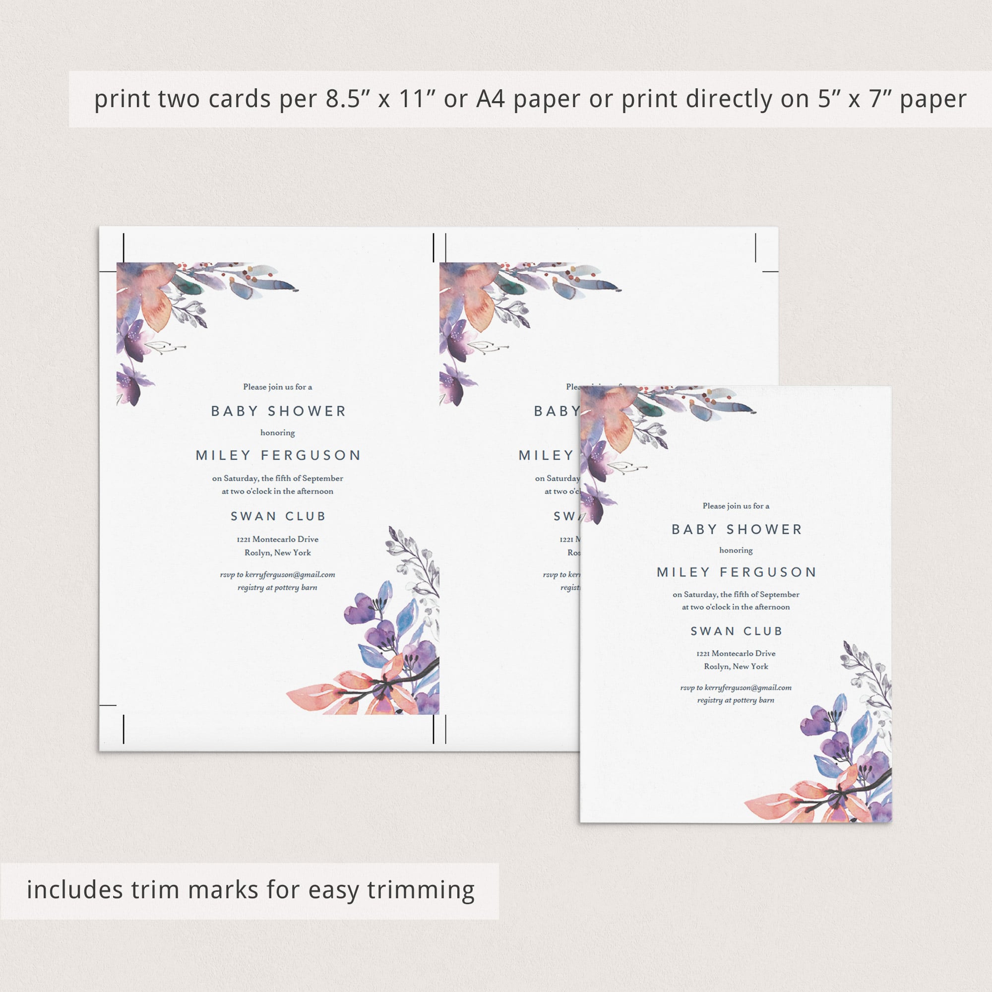 Lavender baby shower invitation for girls evite download by LittleSizzle