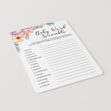 Printable Flower Baby Shower Word Scramble