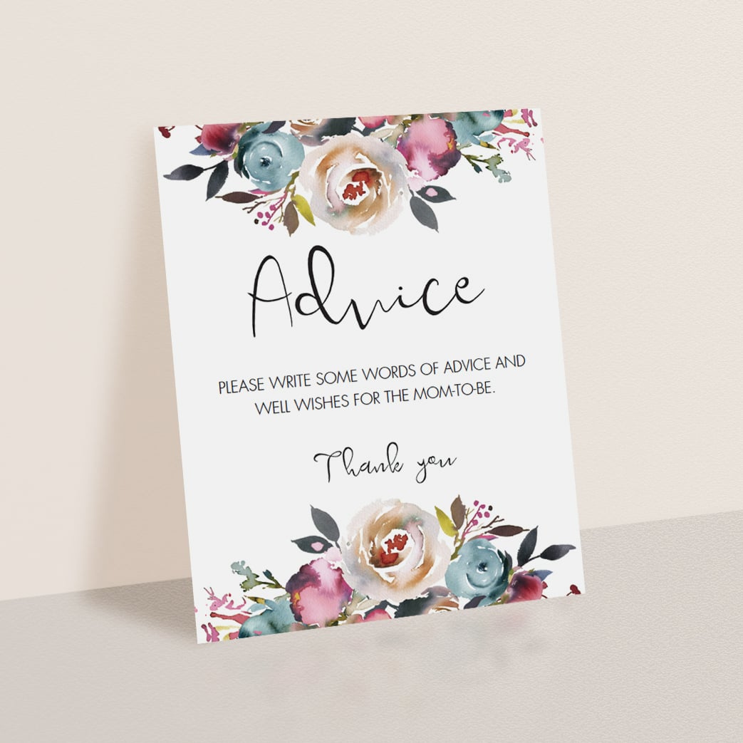 New mom advice sign template for boho shower by LittleSizzle