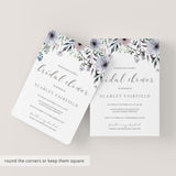 DIY Bridal Shower Invitation Template with Purple Flowers