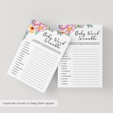 Printable Flower Baby Shower Word Scramble