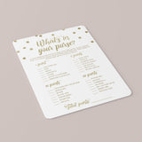Download baby shower games gold themed wats in your bag by LittleSizzle