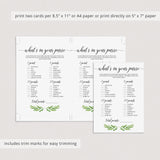bridal shower purse raid game printables