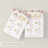 Baby Girl Shower Game What's In Your Purse Printable