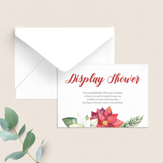 Display Shower Insert Card with Red and White Flowers by LittleSizzle