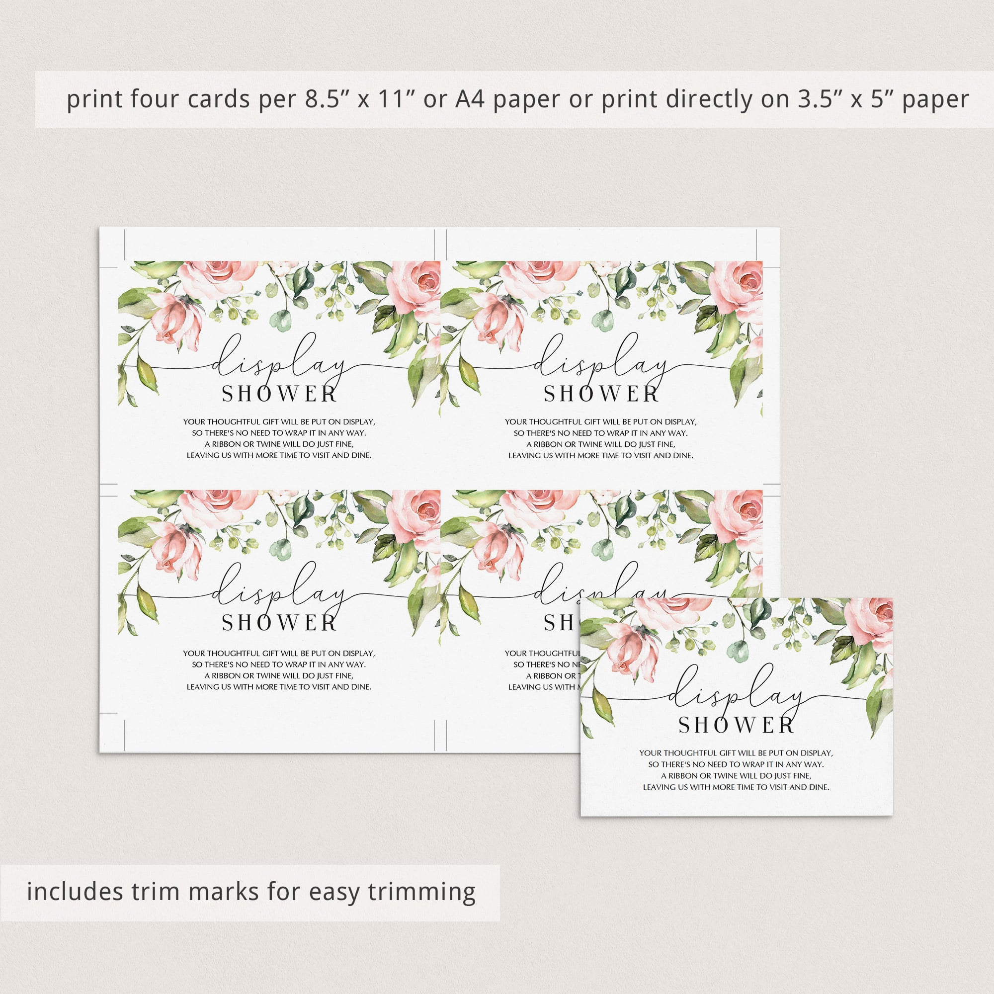 Display shower card printable by LittleSizzle