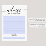 Minimal Baby Shower Advice Card Virtual & Printable Files